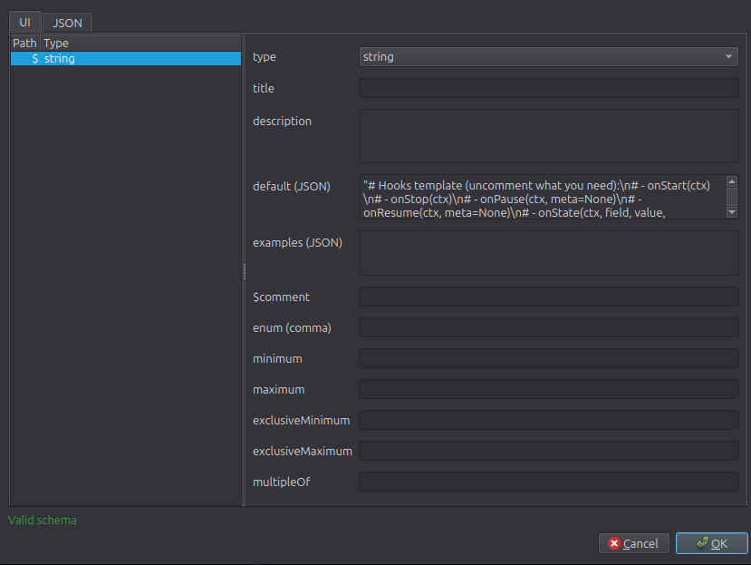 Schema editor UI